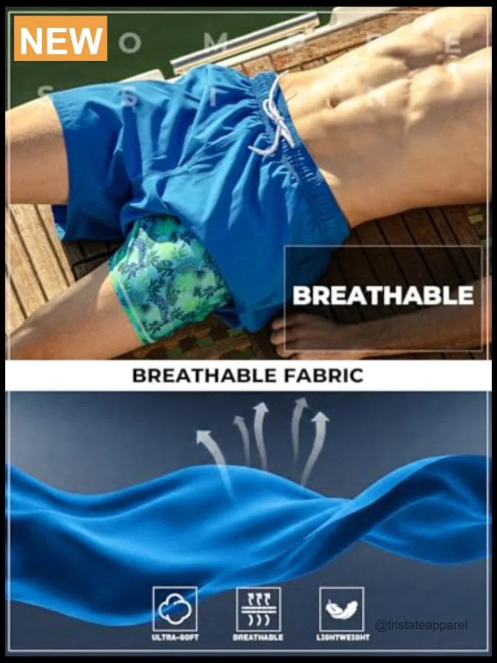 Mens Swim Trunks with Compression Liner 5 Inch Inseam Quick Dry UPF 50+